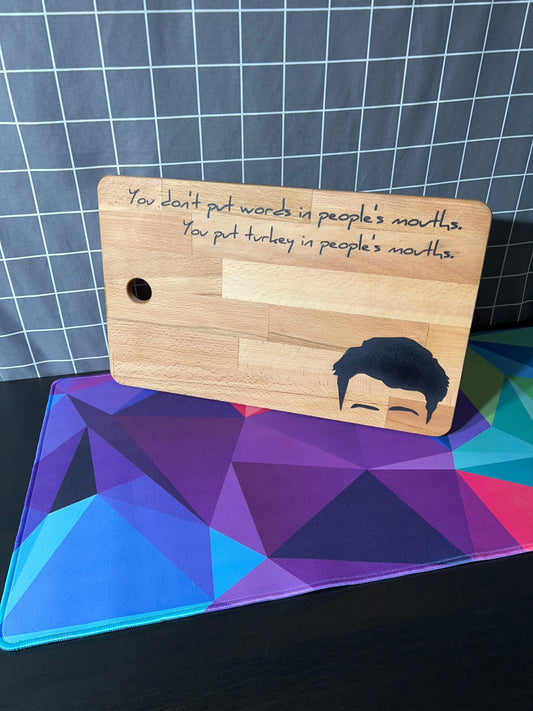 Friends charcuterie board with epoxy inlay