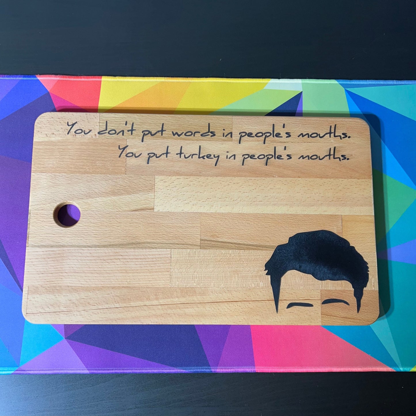 Friends charcuterie board with epoxy inlay