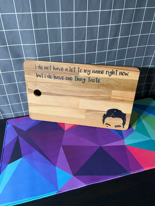 Schitt’s Creek charcuterie board with epoxy inlay